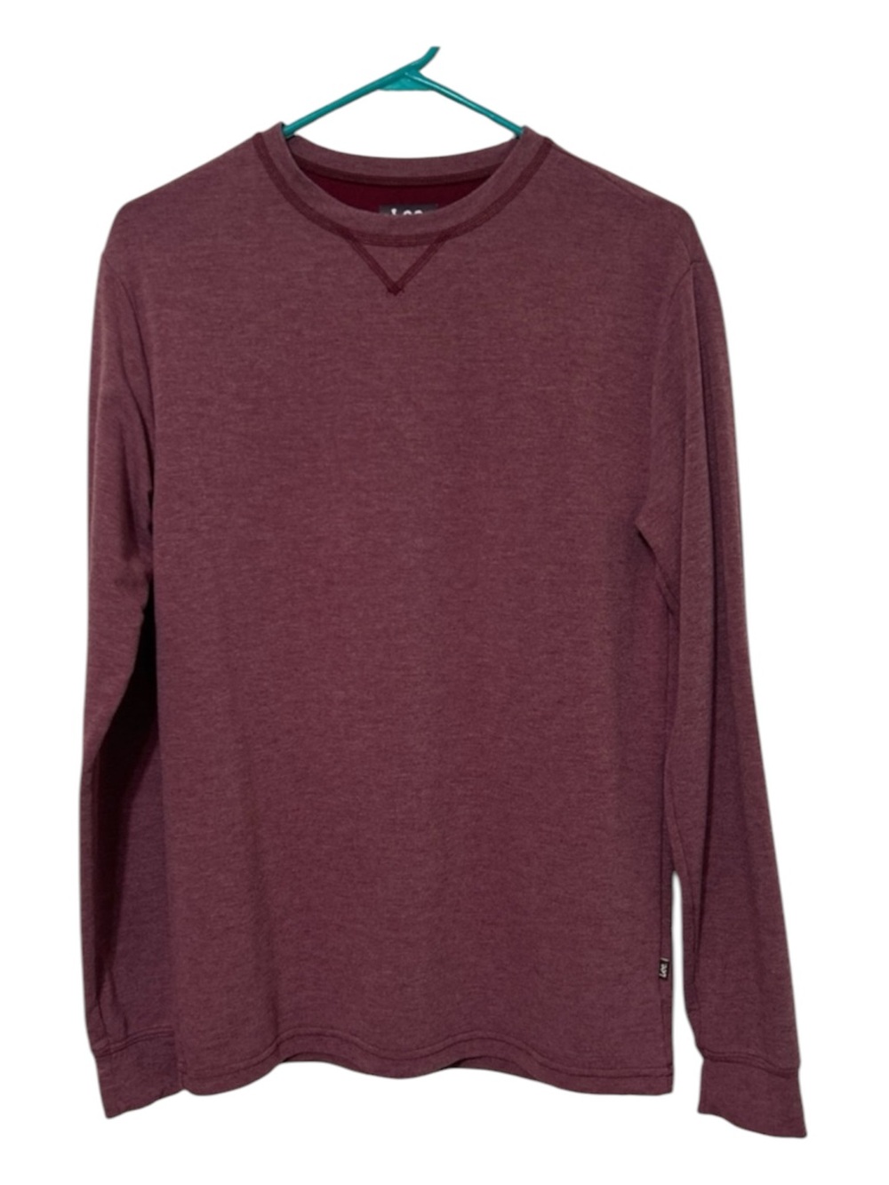 Lee Essential Crewneck Long Sleeve T-Shirt Top Red Heather Size Small